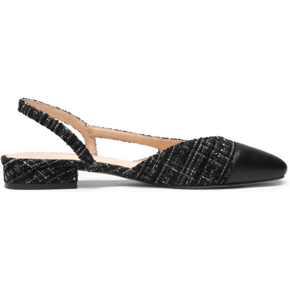 Dream Pairs Women's Black Faux Leather Cap Toe Slingback Ballet Flats Shoes - Picture 2 of 6